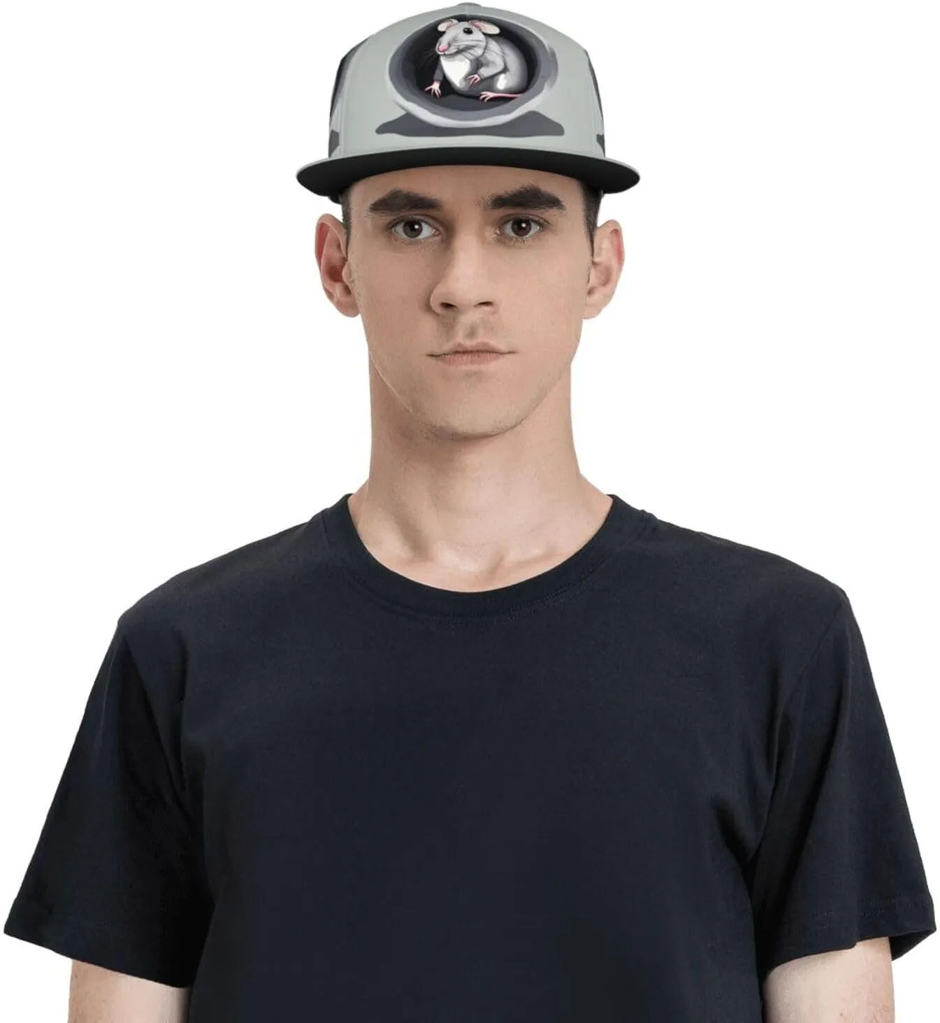 White Snowy Mountains Printed Baseball Cap, Flat Brim Hats for Men Women, Funny Adjustable Snapback Hats