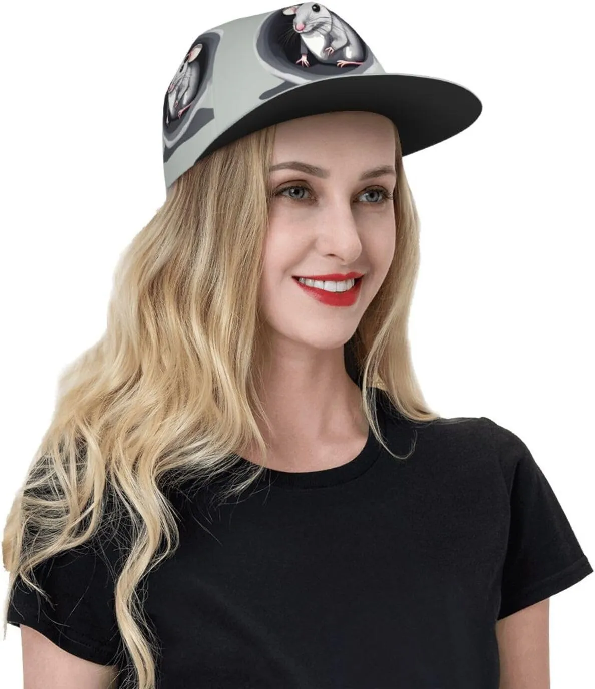 White Snowy Mountains Printed Baseball Cap, Flat Brim Hats for Men Women, Funny Adjustable Snapback Hats
