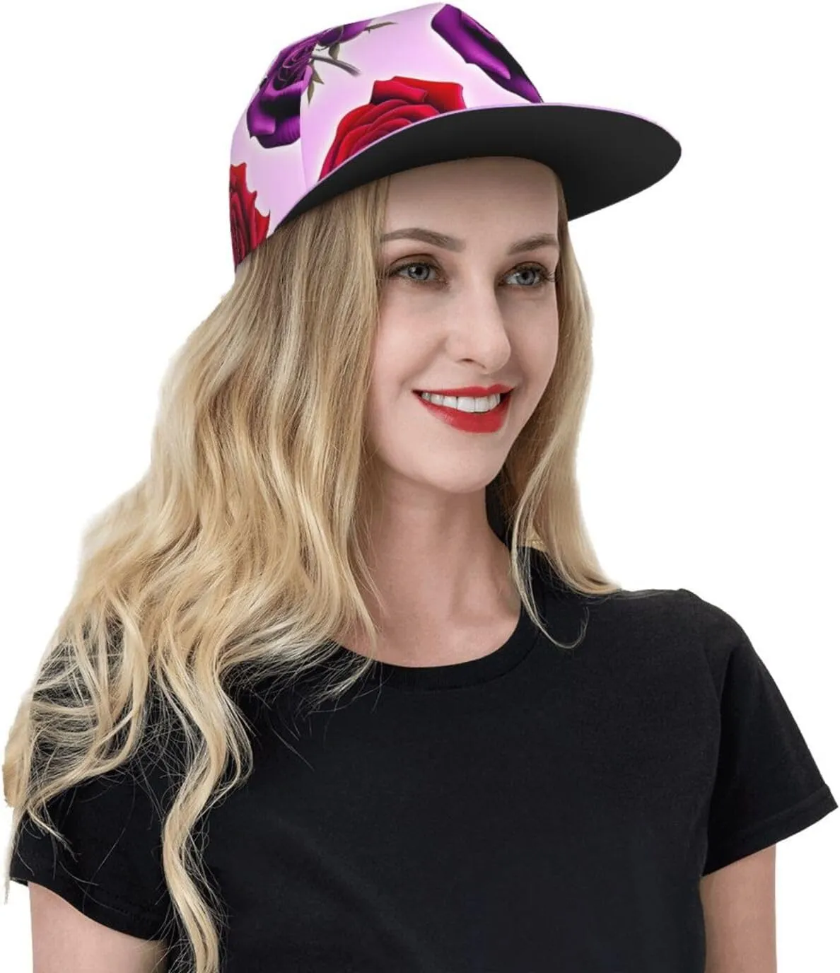 White Snowy Mountains Printed Baseball Cap, Flat Brim Hats for Men Women, Funny Adjustable Snapback Hats