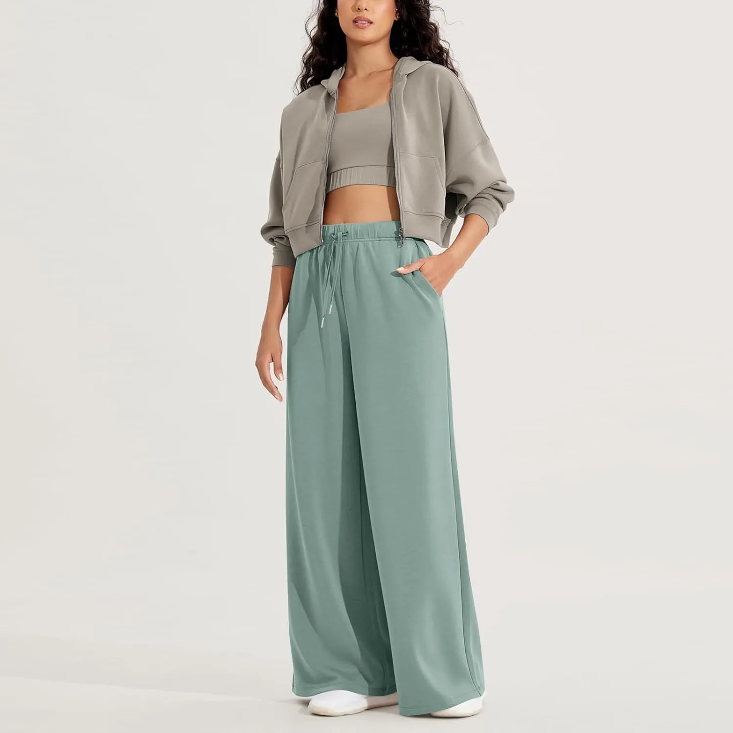 Wide Leg Sweatpants Women Baggy Joggers High Waisted Sweat Pants Lounge Straight Leg Pull on Jogger Pants with Pockets