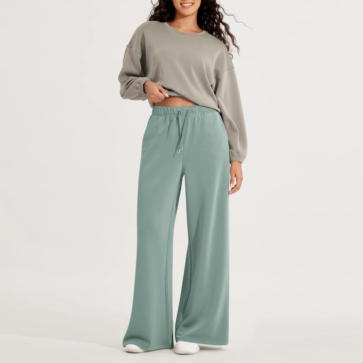 Wide Leg Sweatpants Women Baggy Joggers High Waisted Sweat Pants Lounge Straight Leg Pull on Jogger Pants with Pockets