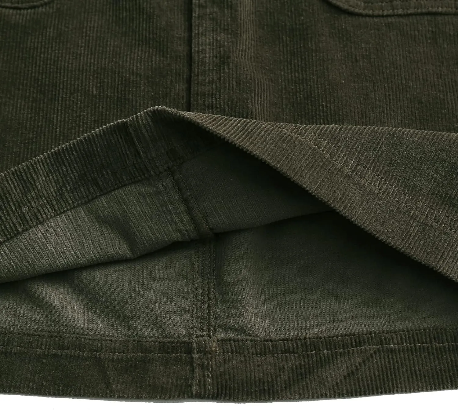 Women Corduroy Skirts Knee Length Ladies High Waisted Stretchy Denim Casual Mid Skirt Wiht Pockets