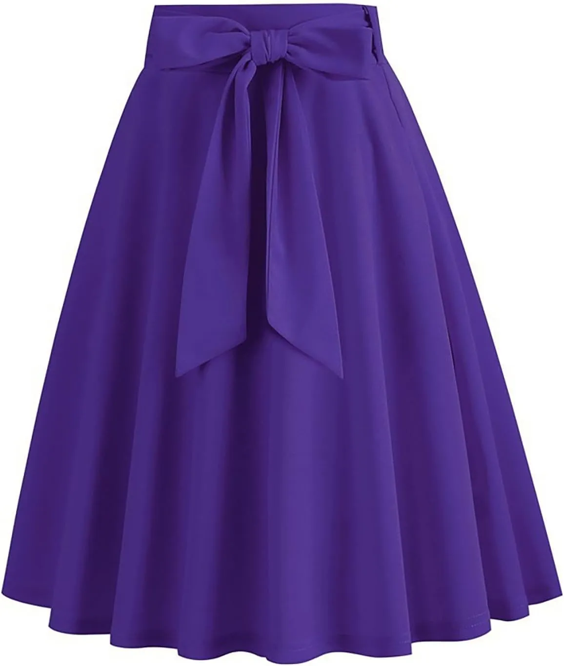 Women Elegant Hepburn Style Midi Skirt, High Waist Ruffle Ruched Swing Skirts Fashion Rockabilly Prom Party Clothes