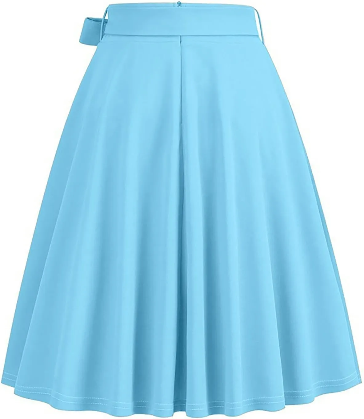 Women Elegant Hepburn Style Midi Skirt, High Waist Ruffle Ruched Swing Skirts Fashion Rockabilly Prom Party Clothes