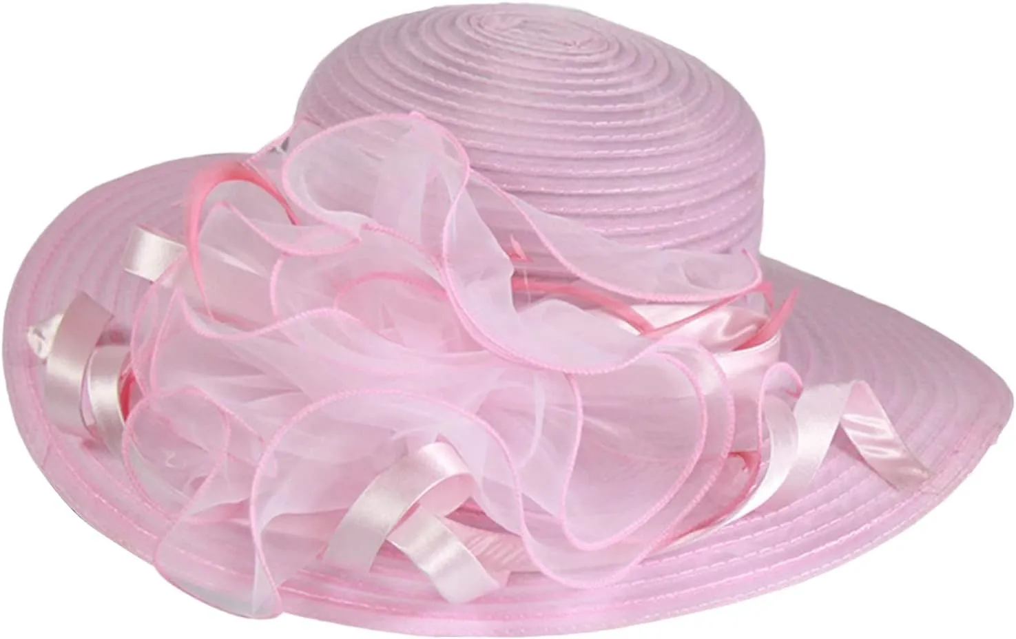 Women 𝐃erby Church Hat Organza Wedding Tea Party Fascinator Kentucky Hat Wide Brim Sun UV Protection Cap