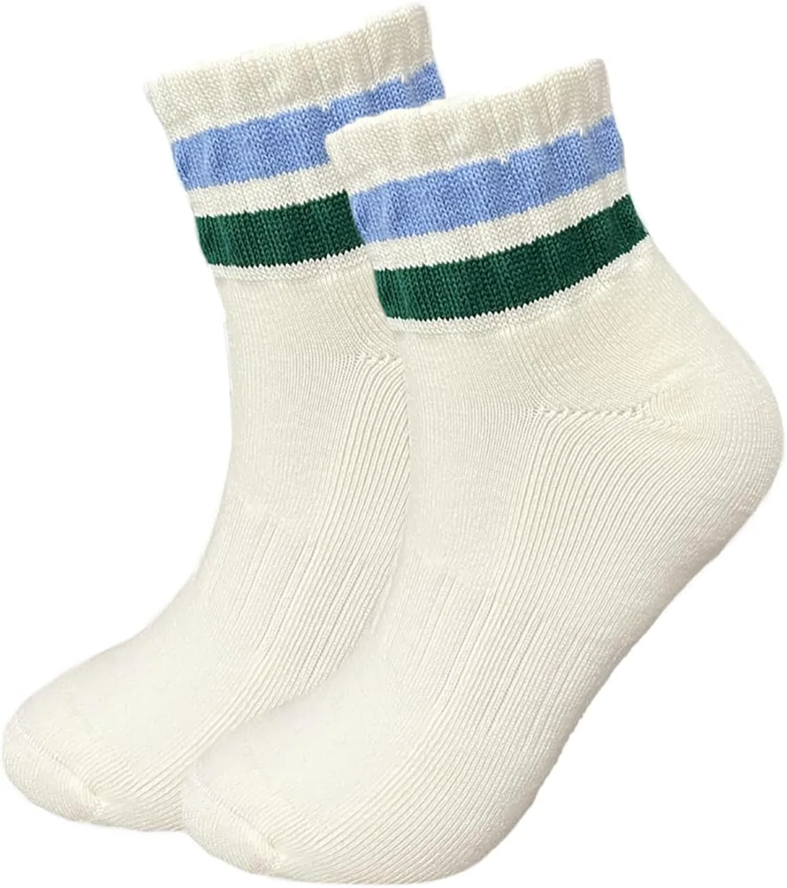 Women Striped Retro Novelty Crew Socks Sporty Thick Cotton Quarter Tube Socks