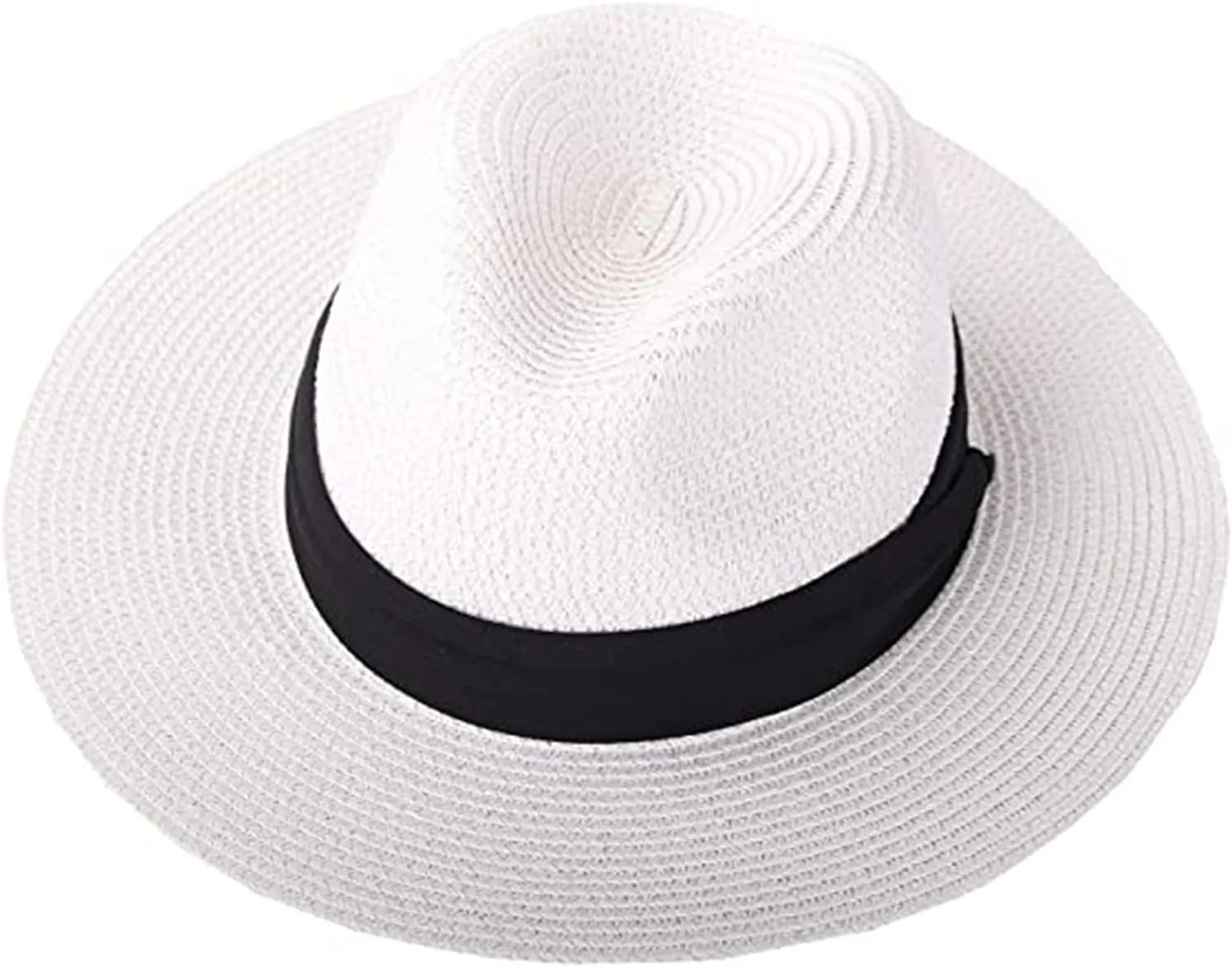 Women Wide Brim Straw Panama Roll up Hat Fedora Beach Sun Hat UPF50 , Adjustable Panama Hats for Women or Men