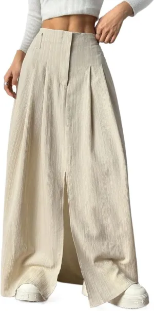 Women's 2025 Casual Maxi Long Skirts Casual High Slit Long Skirt