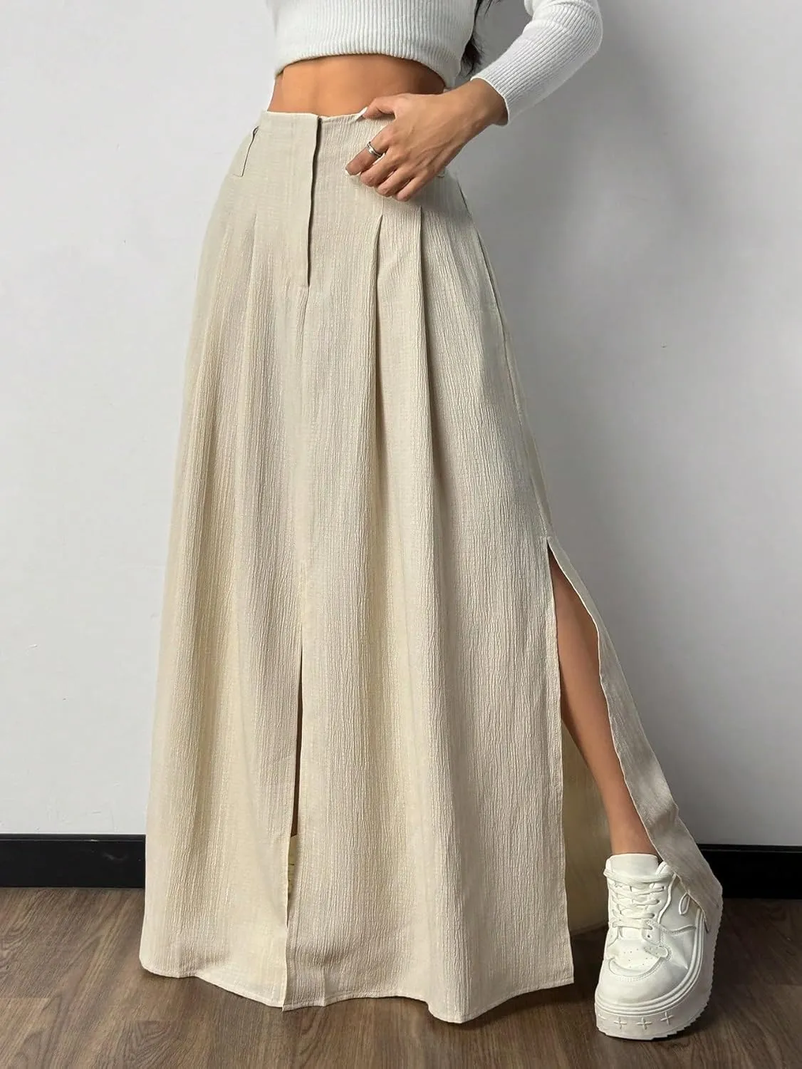 Women's 2025 Casual Maxi Long Skirts Casual High Slit Long Skirt