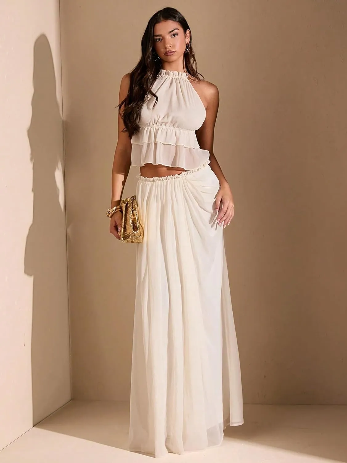 Women's 2025 Casual Maxi Long Skirts High Slit Low Waist Skirt