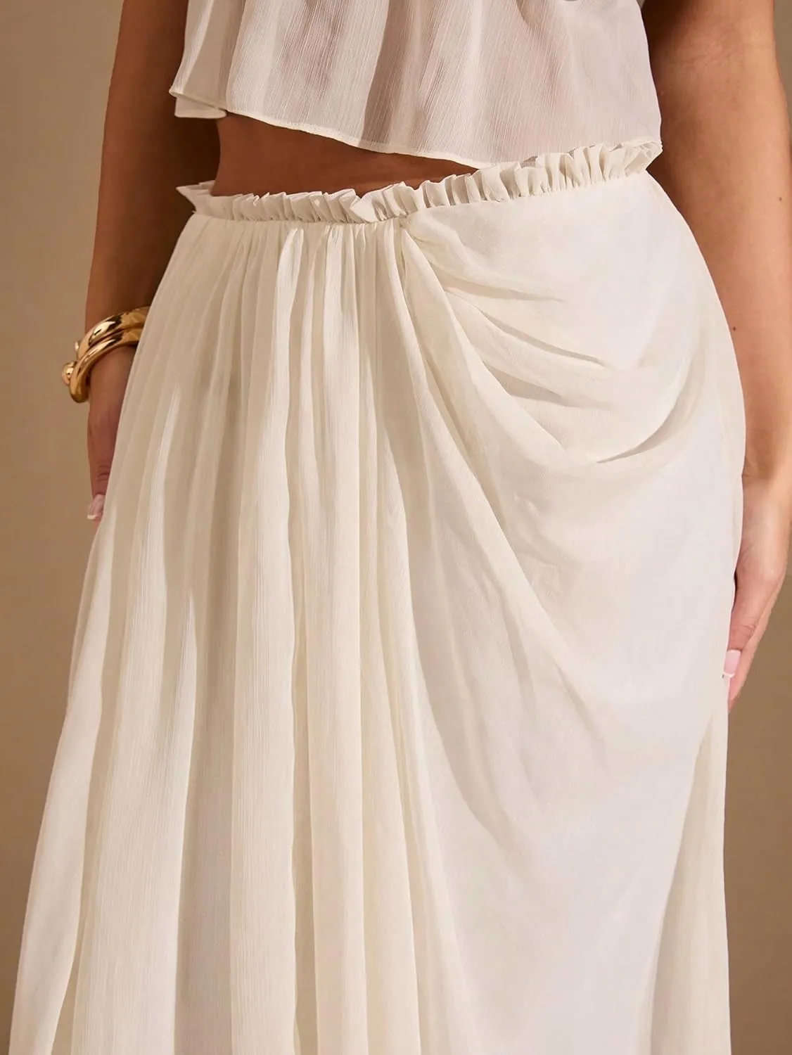 Women's 2025 Casual Maxi Long Skirts High Slit Low Waist Skirt