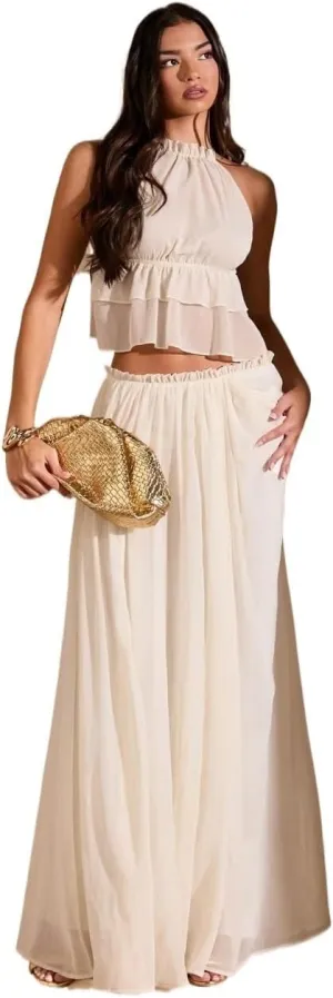 Women's 2025 Casual Maxi Long Skirts High Slit Low Waist Skirt