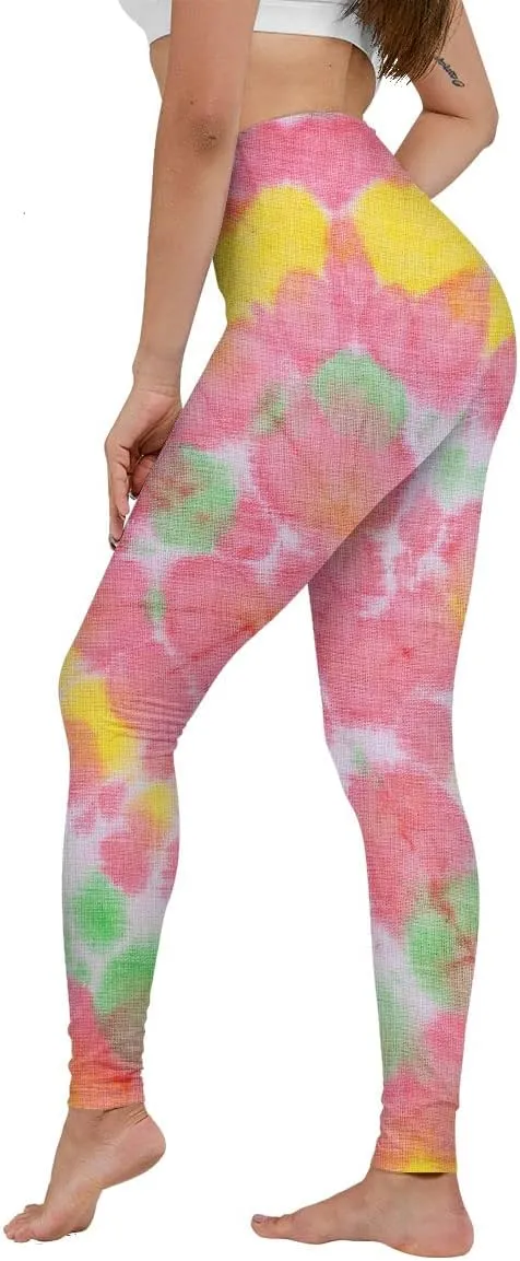 Women's American Flag Print and Tie Dye Leggings for High Waist Yoga Pants- Patriotic and Trendy Activewear for Workouts