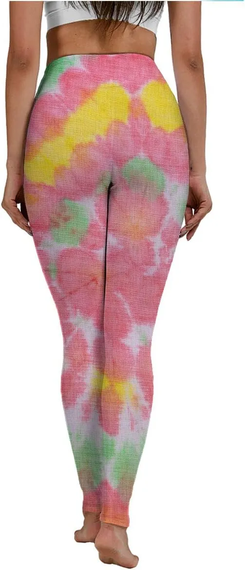 Women's American Flag Print and Tie Dye Leggings for High Waist Yoga Pants- Patriotic and Trendy Activewear for Workouts