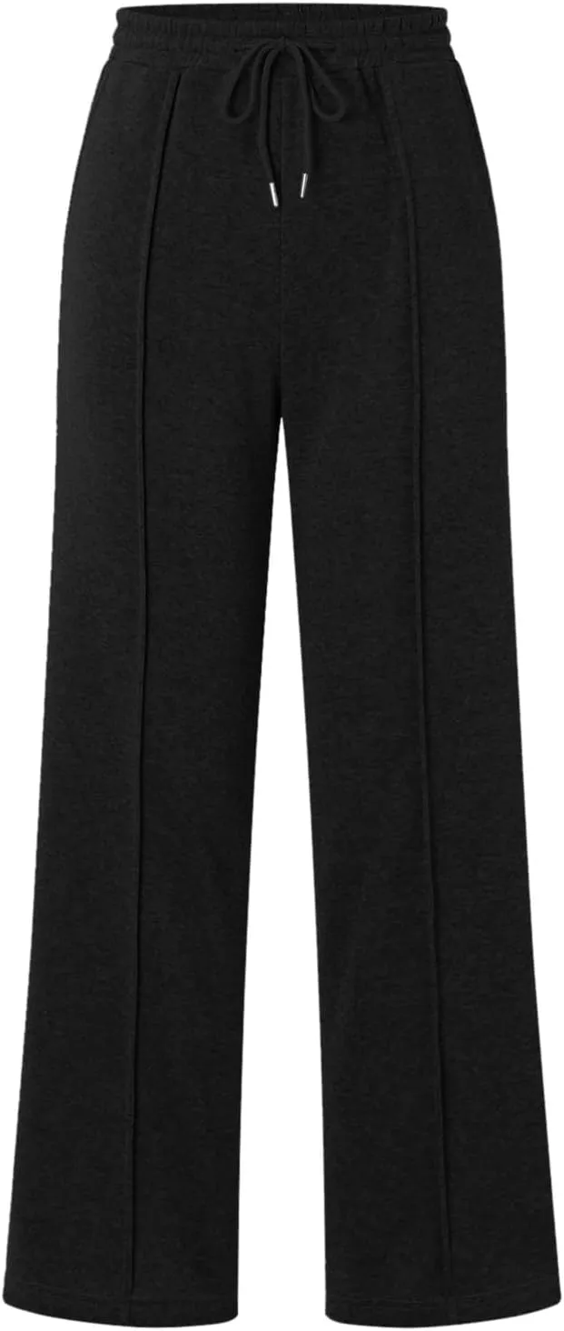 Women's Baggy Sweatpants Fleece High Waisted Joggers with Pockets Comfy Workout Elastic Waist Jogging Pants
