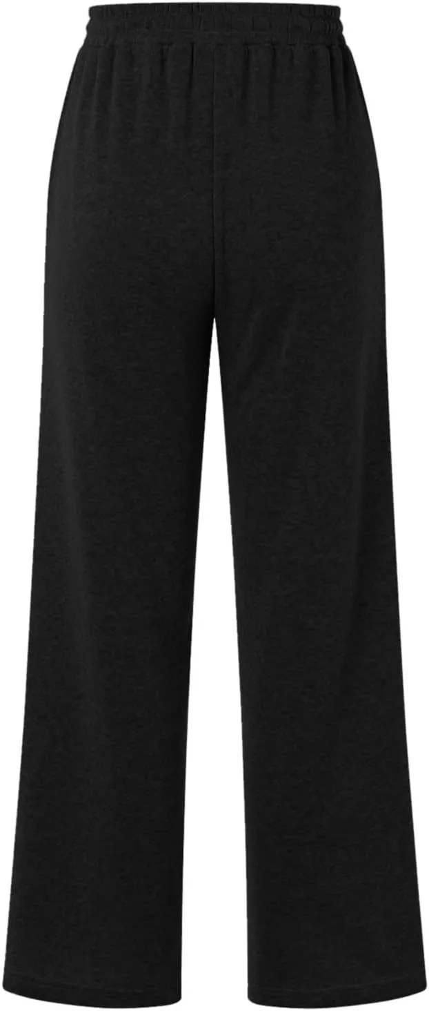 Women's Baggy Sweatpants Fleece High Waisted Joggers with Pockets Comfy Workout Elastic Waist Jogging Pants