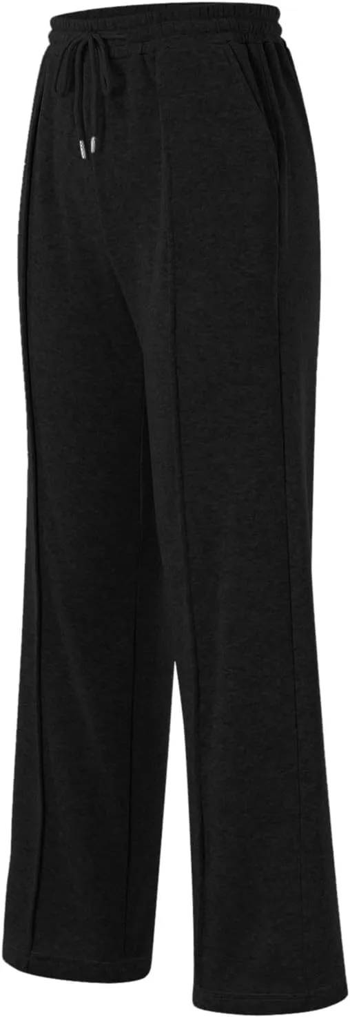 Women's Baggy Sweatpants Fleece High Waisted Joggers with Pockets Comfy Workout Elastic Waist Jogging Pants
