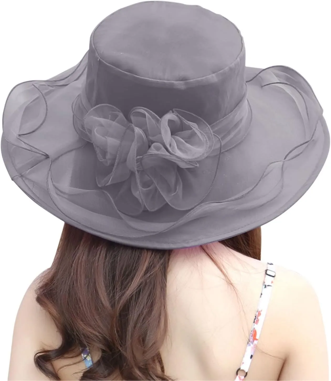 Womens Church Hats Derby Tea Party Easter Outfits Fascinator Wide Brim Ladies Elegant Dress Sunhat Summer