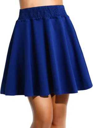 Womens Classic Elegant Pleated Skirt Casual Solid Color Mini Skirt High Waist Skater Skirt