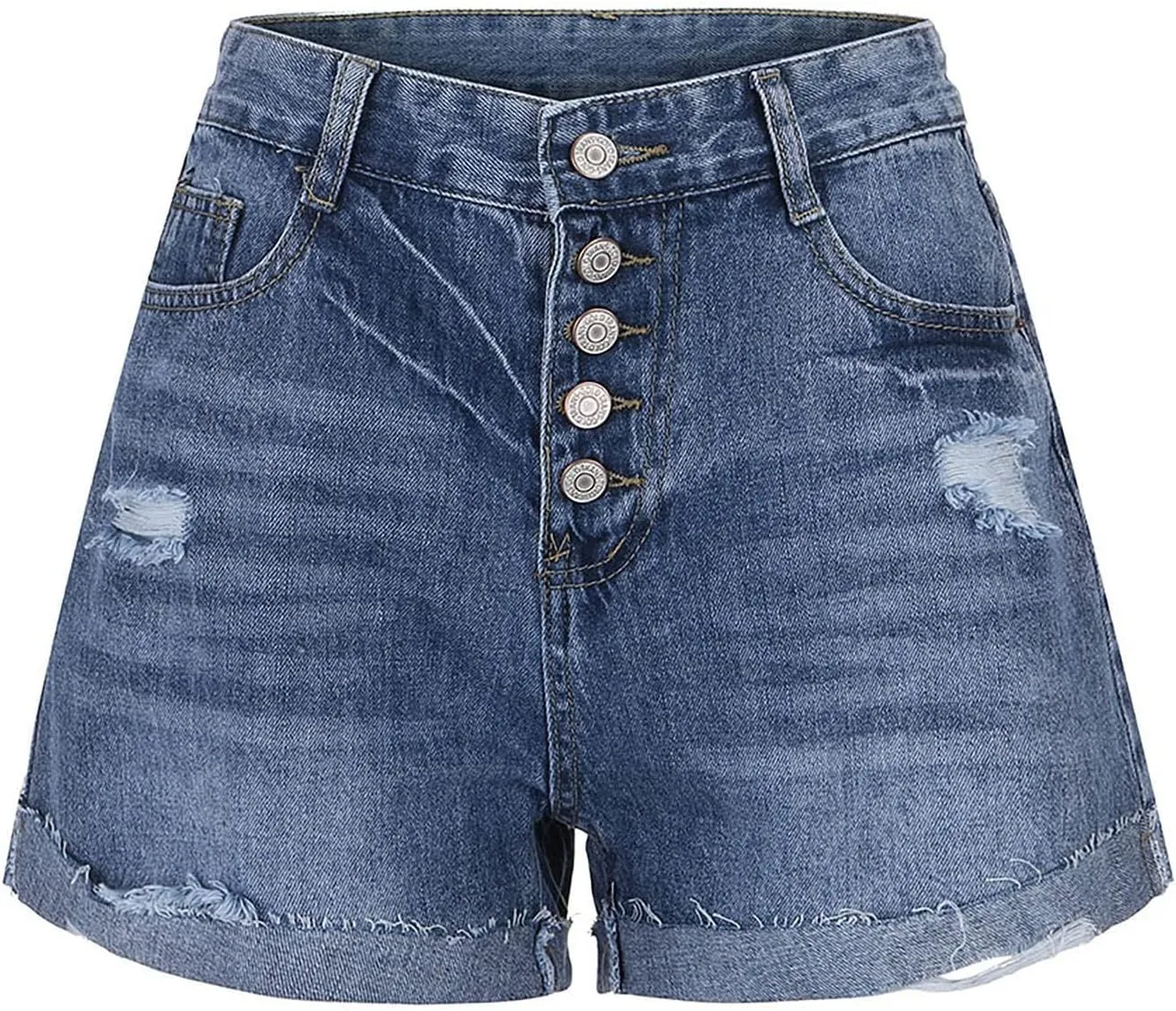 Womens Denim Shorts Mid Rise Ripped Jean Shorts Summer Stretchy Jean Shorts Distressed Rolled Hem Jeans Shorts