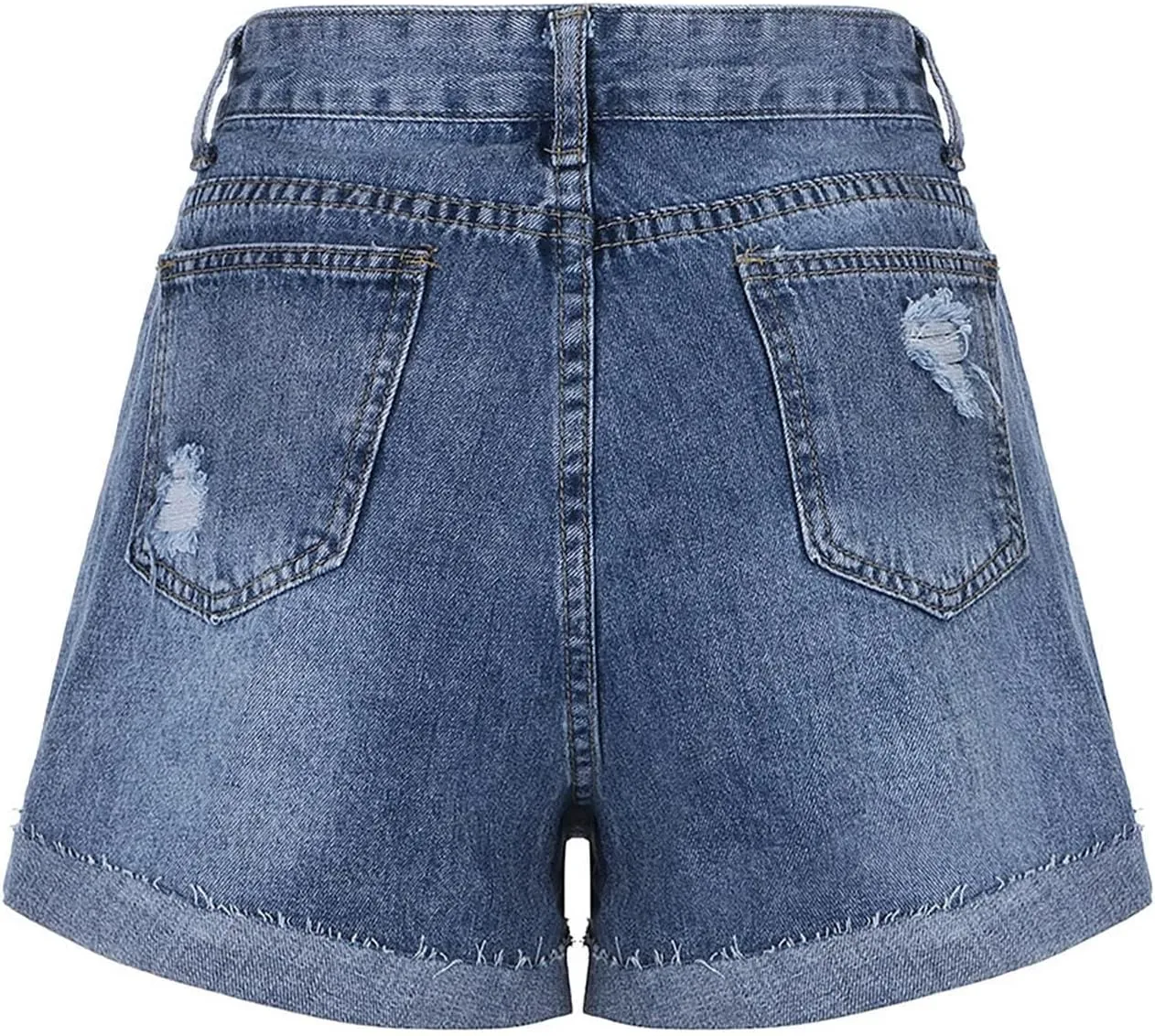 Womens Denim Shorts Mid Rise Ripped Jean Shorts Summer Stretchy Jean Shorts Distressed Rolled Hem Jeans Shorts