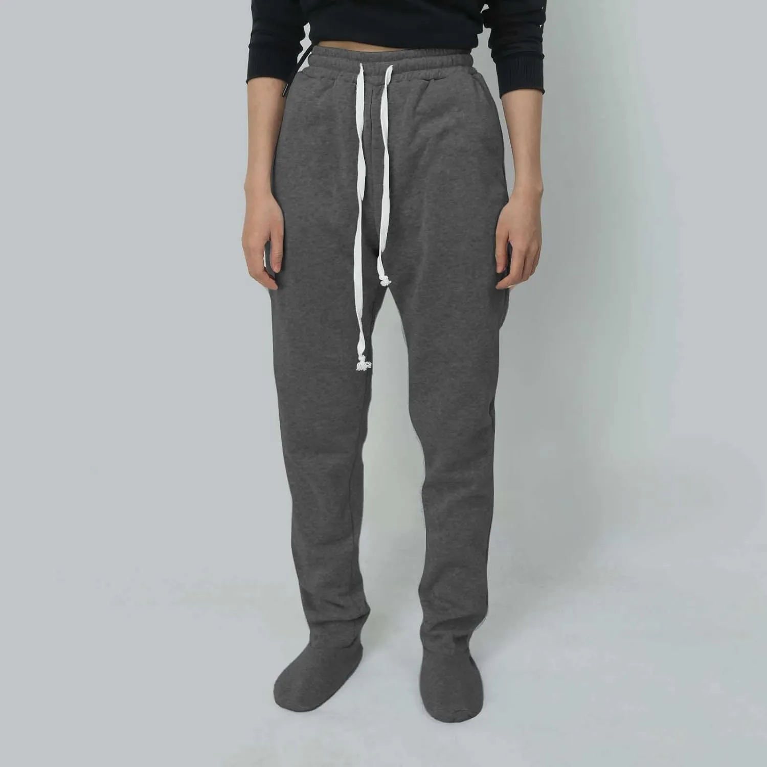 Women's Footed Pajama Sweatpants Christmas Fleece Lined Elastic Waist Soft Warm Sweatpants Winter Sleepwear Trousers