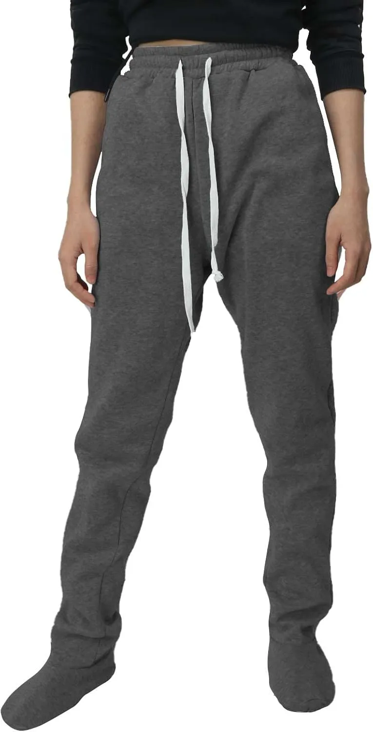 Women's Footed Pajama Sweatpants Christmas Fleece Lined Elastic Waist Soft Warm Sweatpants Winter Sleepwear Trousers
