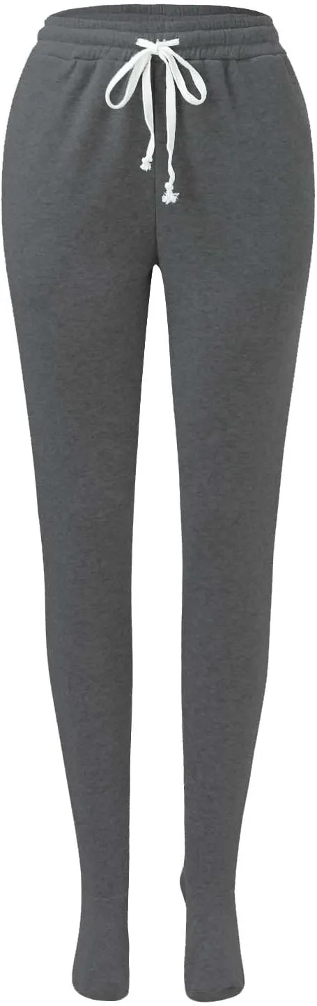 Women's Footed Pajama Sweatpants Christmas Fleece Lined Elastic Waist Soft Warm Sweatpants Winter Sleepwear Trousers