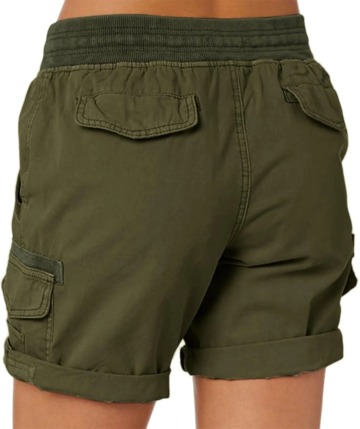 Women's Jean Shorts High Waisted Cargo Shorts Stretchy Bermuda Shorts Hot Short Pocketed Elastic Waist Long Shorts