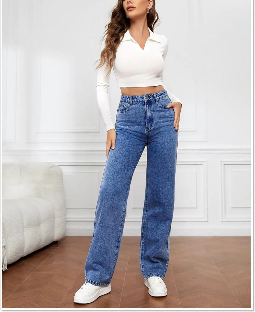 Womens Jeans Plus Size Curvy Fit Bootcut Cargo Wide Leg Denim Pants Straight High Waisted Comfort Flex Jean Pants