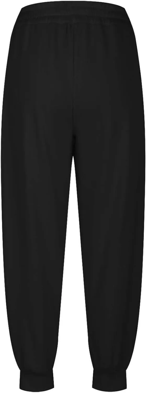 Womens Joggers with Pockets Fleece Baggy Sweatpants Elastic High Waisted Lounge Pants Workout Athletic Ankle Pants