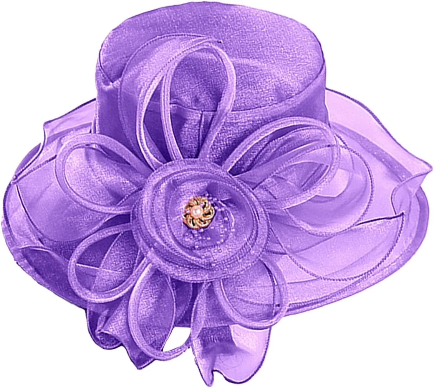 Women's Organza Church Kentucky Wide Brim Derby Fascinator Bridal Cocktail Tea Party Elegant Wedding Dress Hats