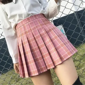 Women's Skirt Plaid Skirt Girls High Waist School Pleated Mini Skirt (Color : 01, Size : XS)