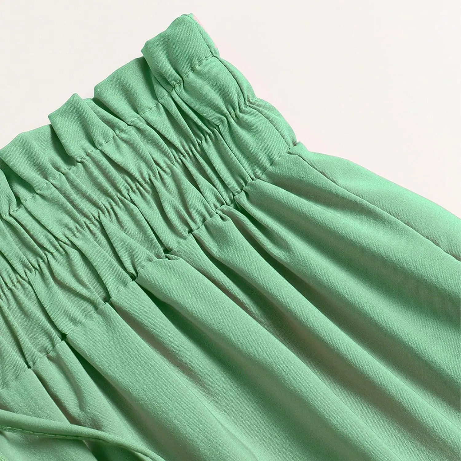 Women's Skirts 2025 Solid Lightweight Ruched Tiered Flare Swing Midi Skirt, S-XL