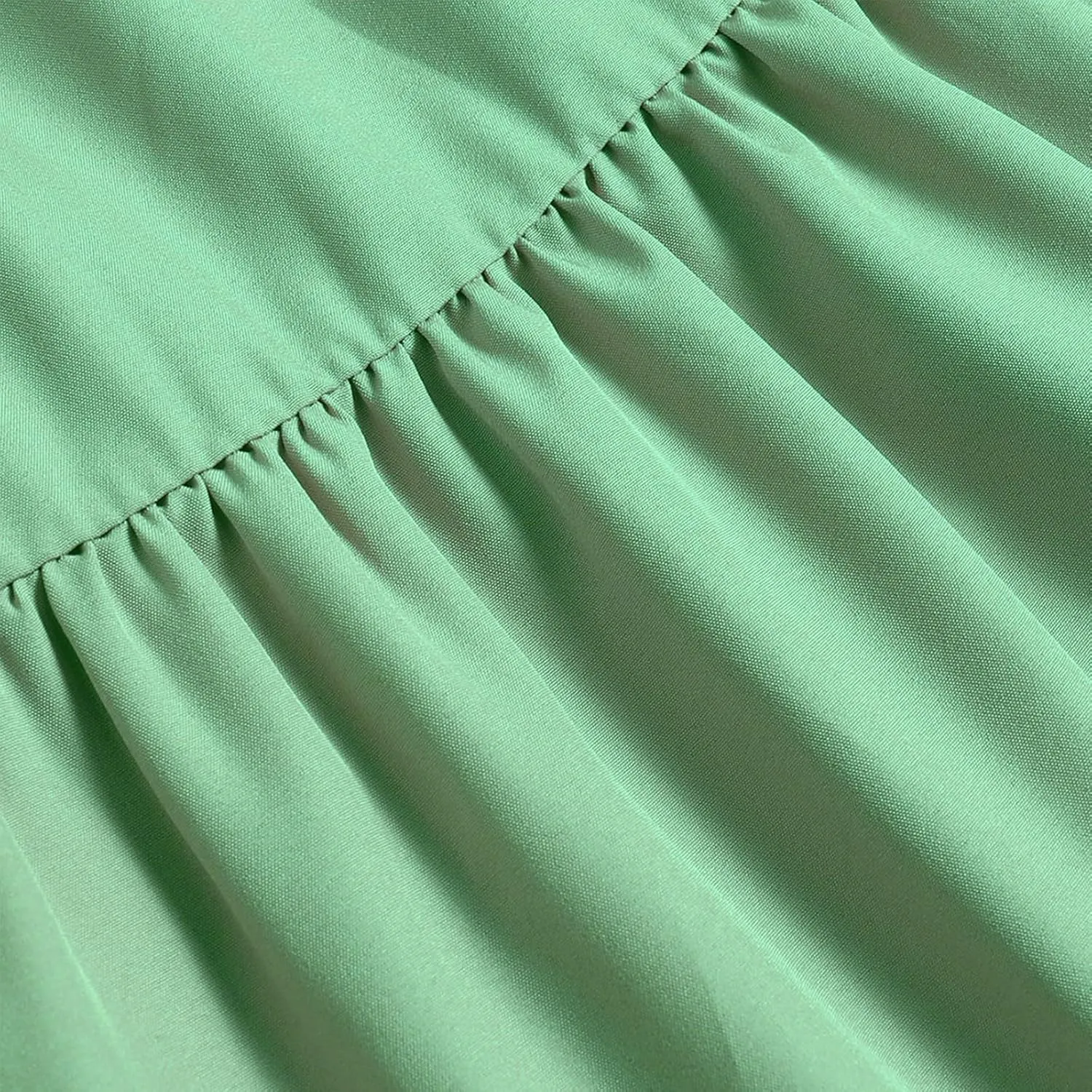Women's Skirts 2025 Solid Lightweight Ruched Tiered Flare Swing Midi Skirt, S-XL