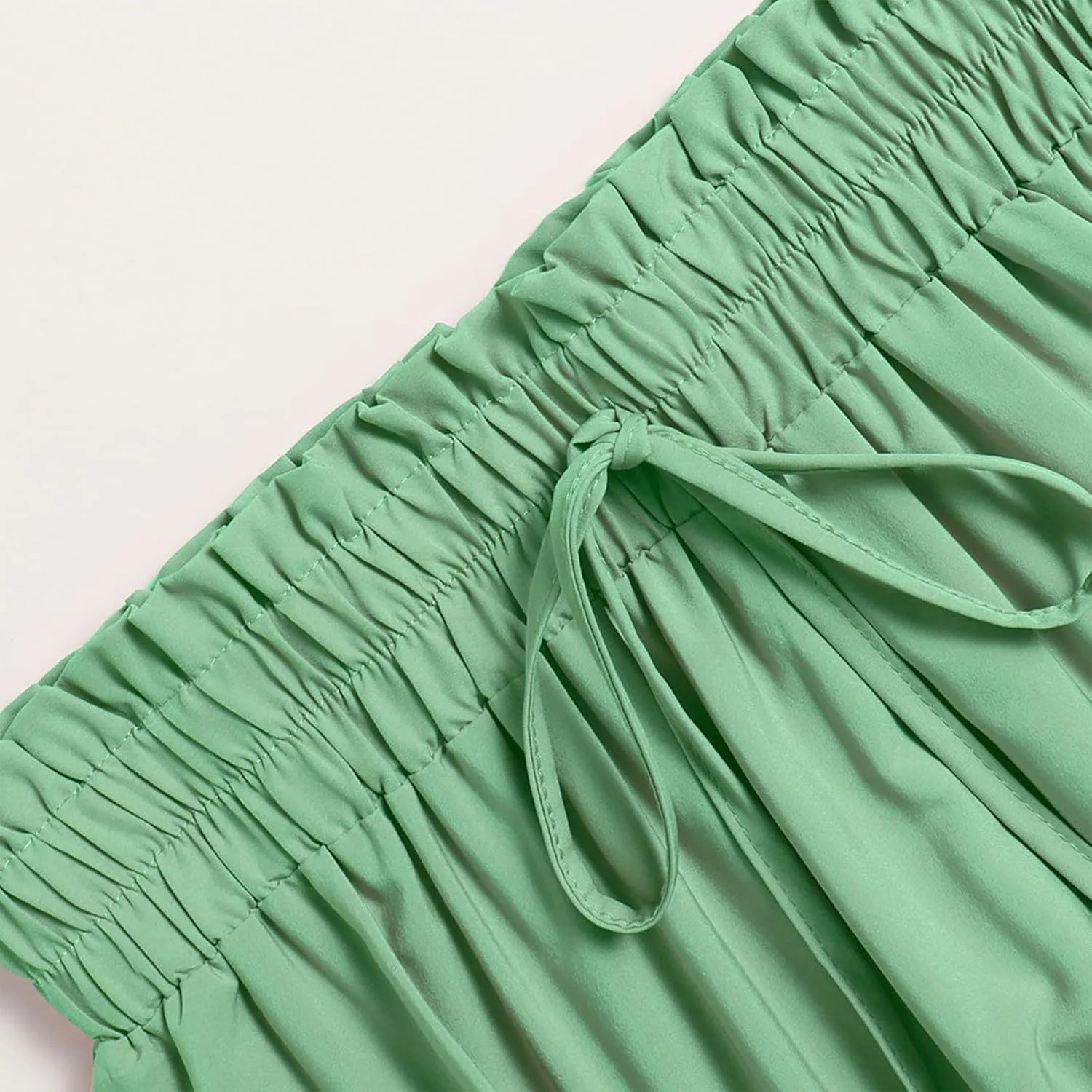 Women's Skirts 2025 Solid Lightweight Ruched Tiered Flare Swing Midi Skirt, S-XL