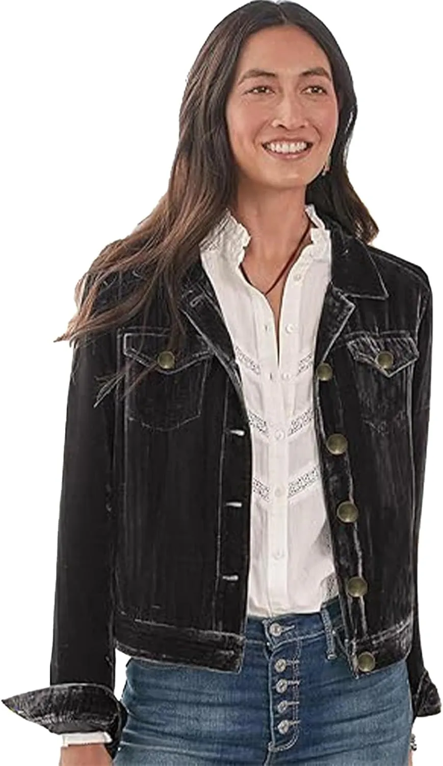 Women's Solid Color Long Sleeve Velvet Jacket Fashion Casual Buckle Short Coat With Pockets Outerwear