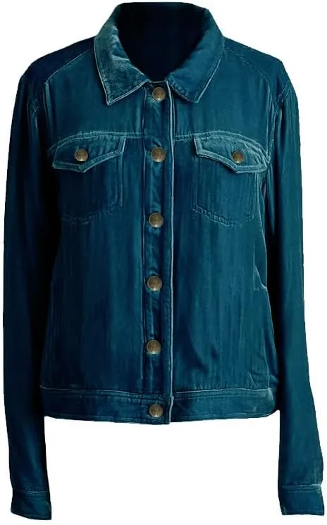 Women's Solid Color Long Sleeve Velvet Jacket Fashion Casual Buckle Short Coat With Pockets Outerwear