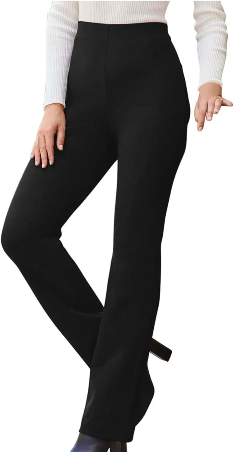 Women's Straight Leg Suit Pants Casual High Waisted Business Work Trousers Office Relaxed Fit Long Solid Color Pants