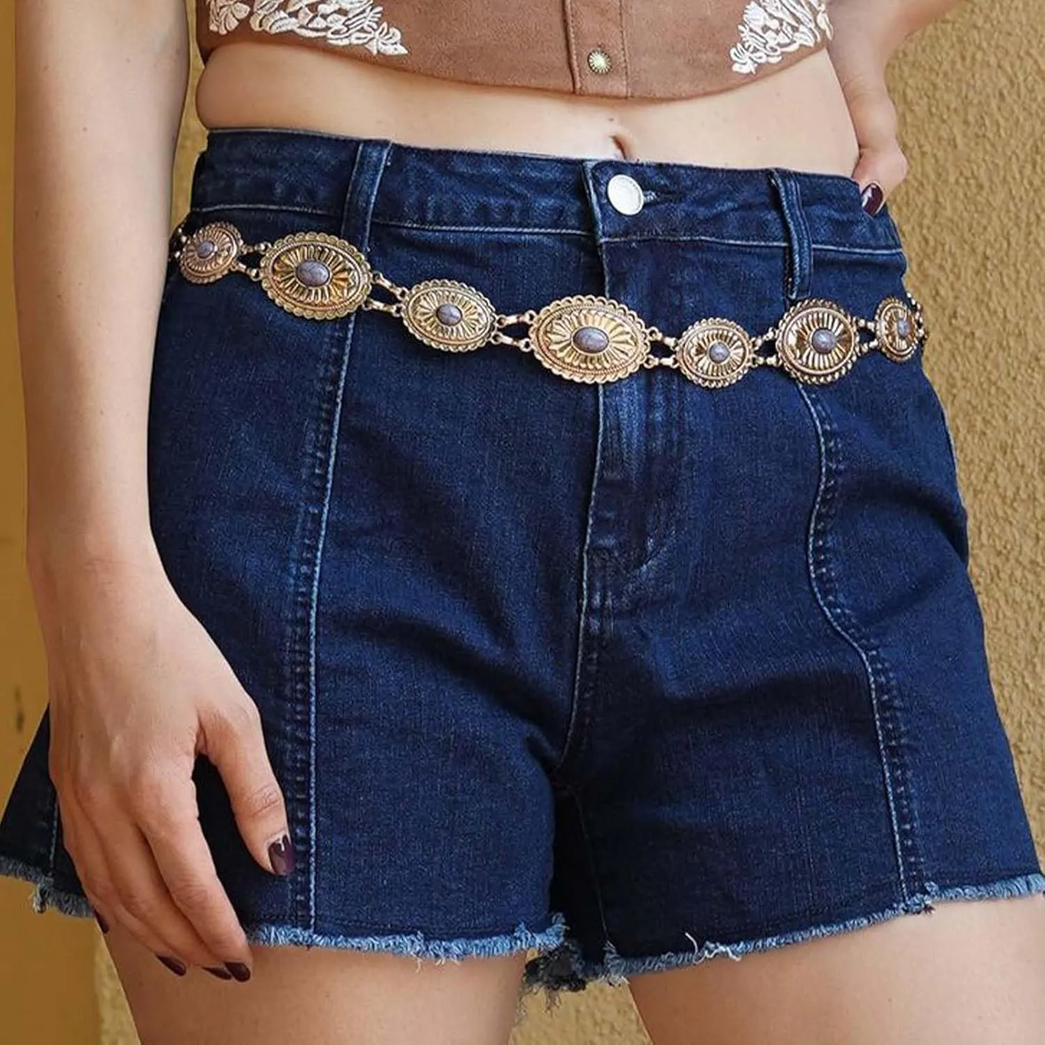 Womens Stretchy High Waisted Jean Shorts Cute Star Patchwork Frayed Raw Hem Denim Shorts