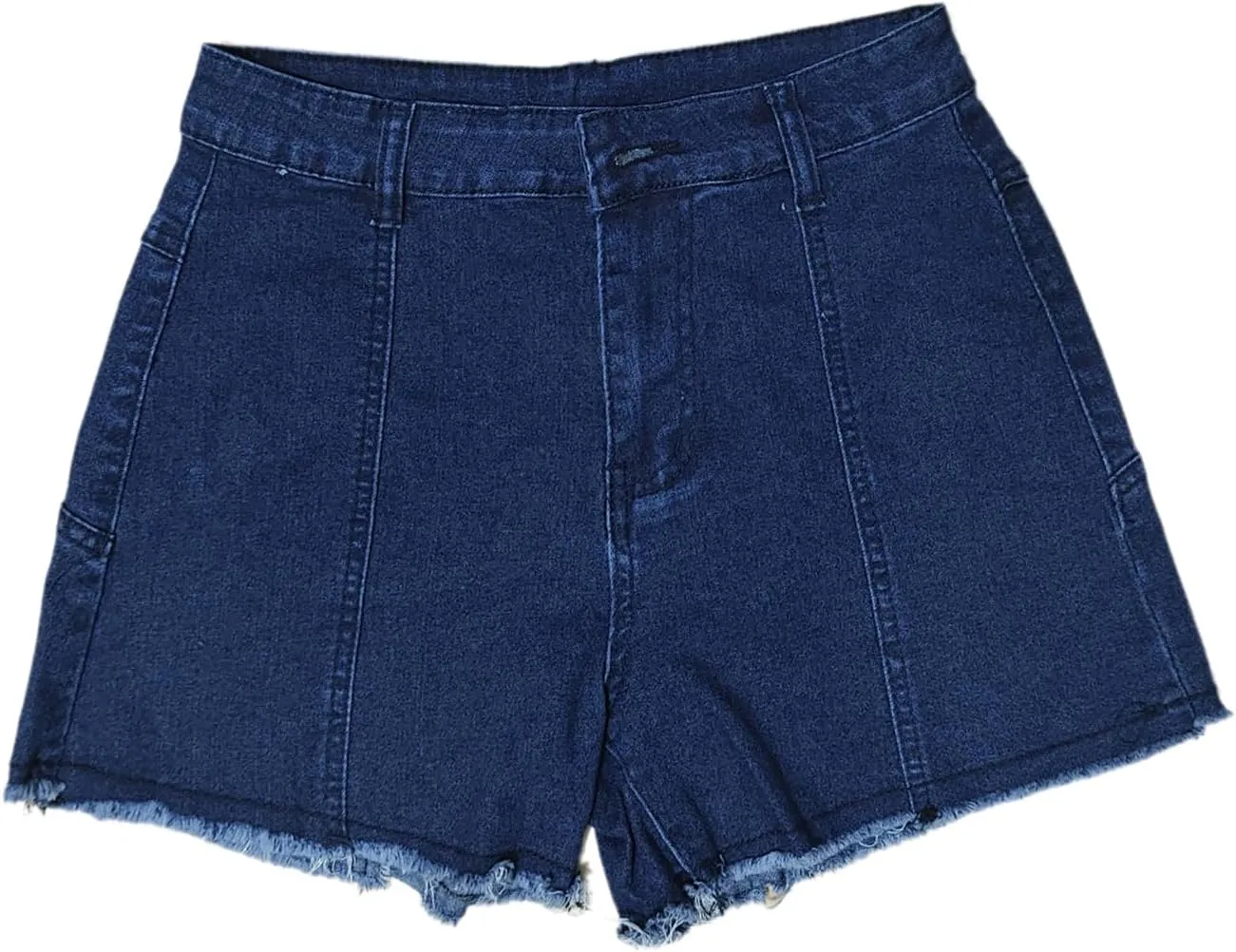 Womens Stretchy High Waisted Jean Shorts Cute Star Patchwork Frayed Raw Hem Denim Shorts