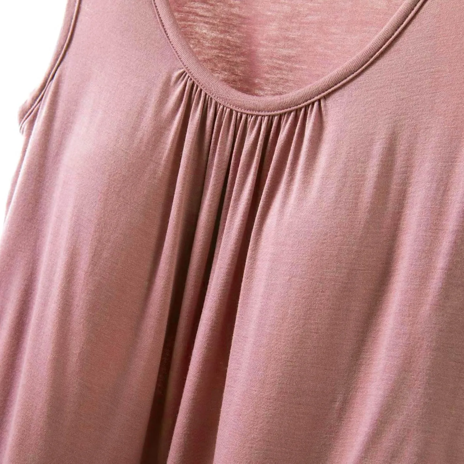 Womens Summer Sleeveless Pajama with Built in Bra Casual Modal Pleated Tank Tops Loose Soft Scoop Neck Tunic Tshirts