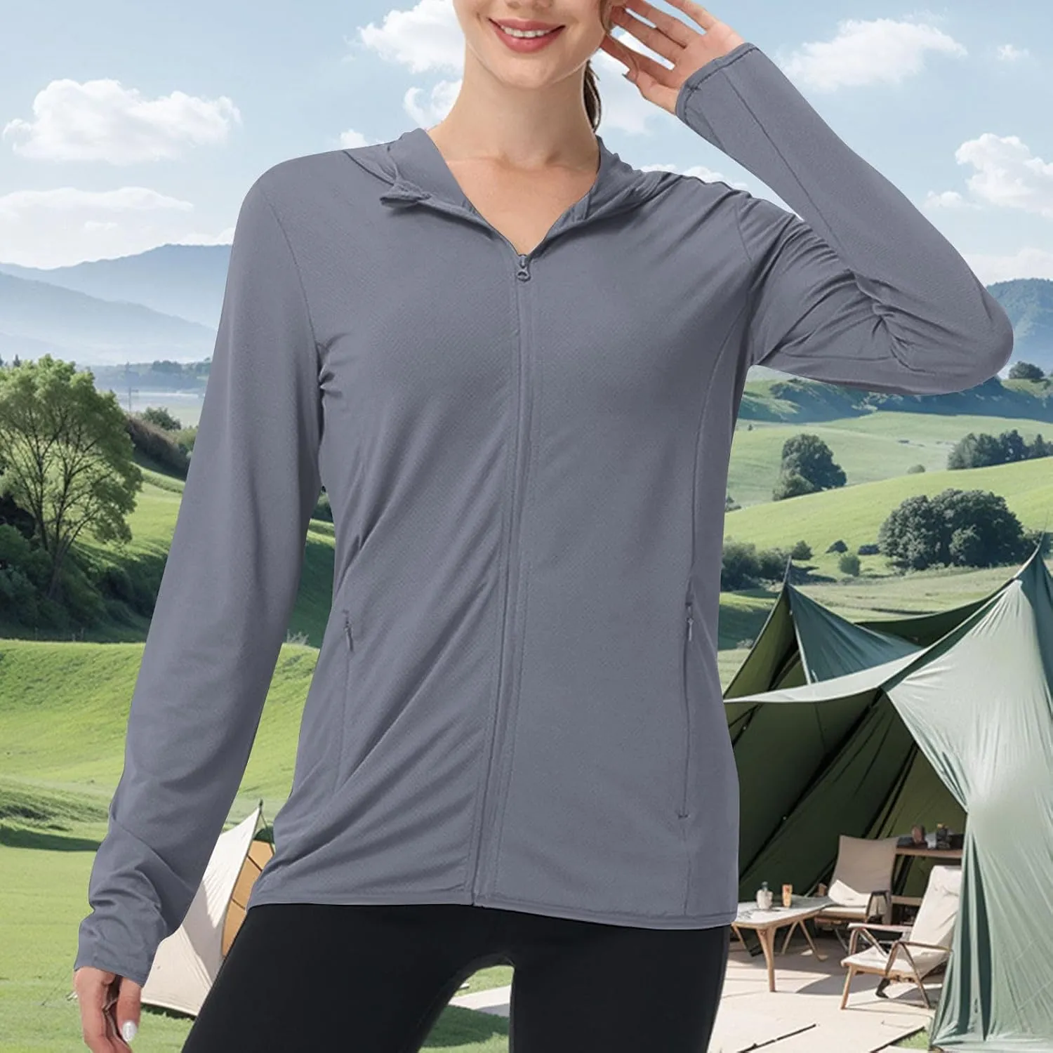 Women's Sun Shirts UPF 50  Lightweight Athletic Jacket UV Cooling Hoodie Quick Dry Long Sleeve Outdoor Hiking Shirts