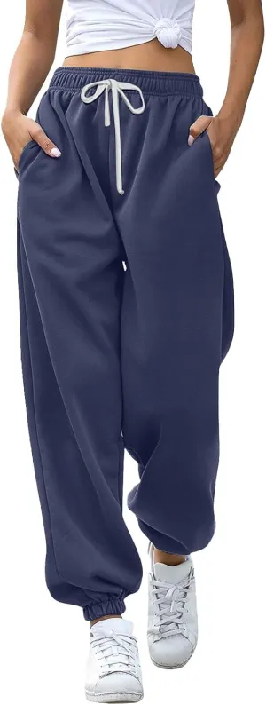 Womens Sweatpants High Waisted Baggy Workout Jogger Pants with Pockets Trousers Fall Clothes for Women 2024