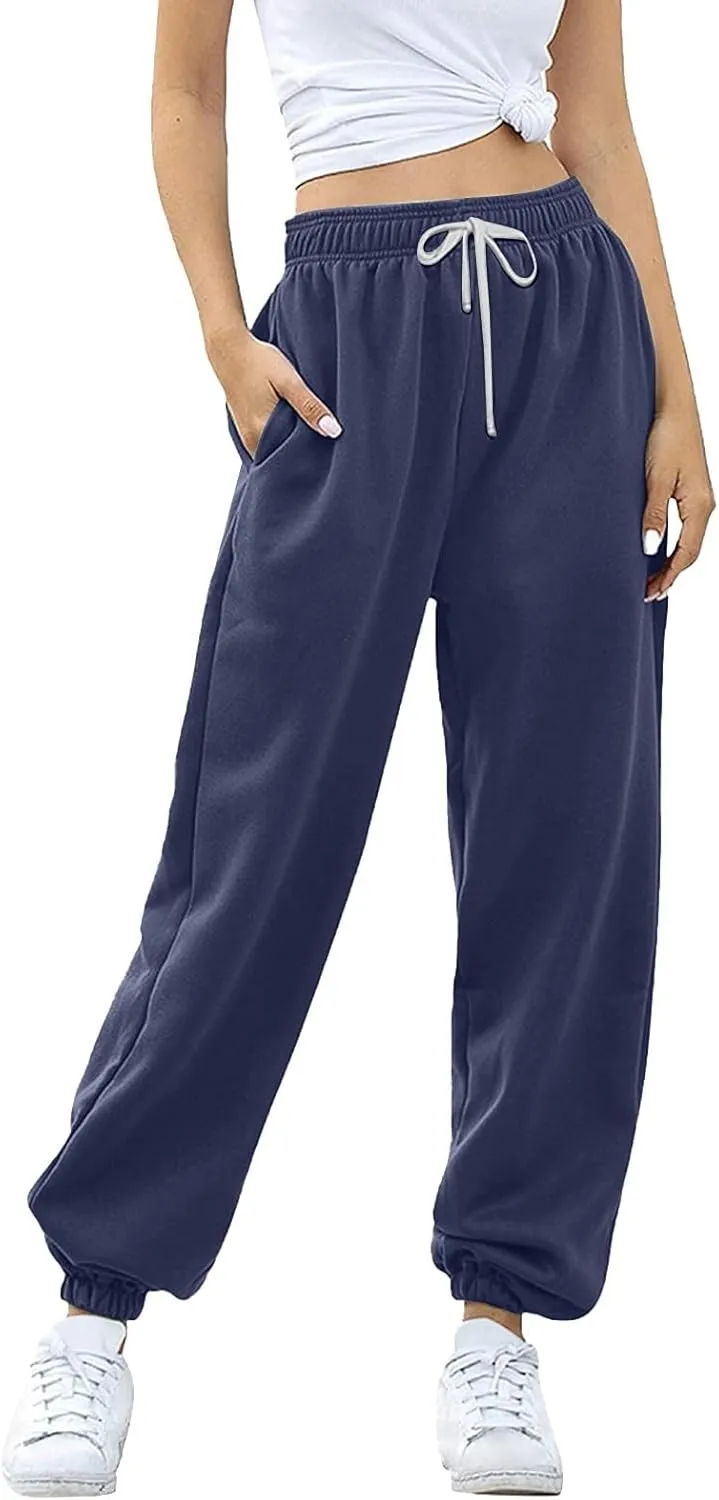 Womens Sweatpants High Waisted Baggy Workout Jogger Pants with Pockets Trousers Fall Clothes for Women 2024