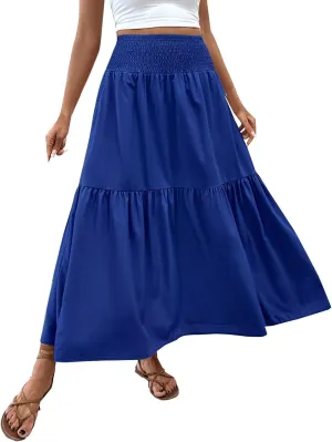 XOWRTE Women's Lace Cotton Linen Skirt Waist A Line Beach Flowy Long Skirts Skirt Cover Ups for Swimwear Women