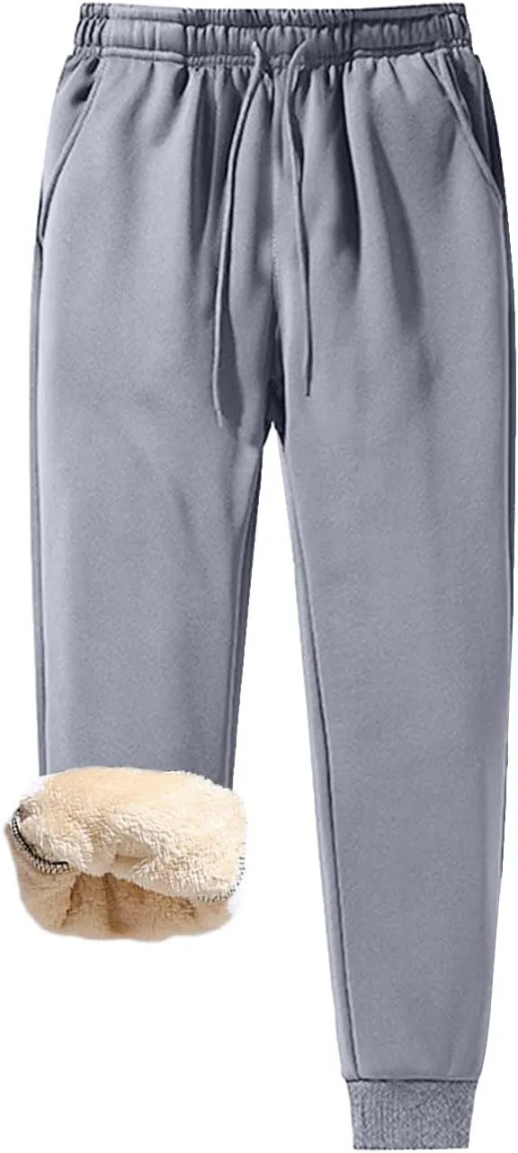Ymosrh Men's Sweatpants Thermal Fleece Pockets Thickened Lined Casual Sports Trousers Pants Sweatpants, M-5XL