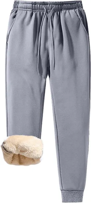 Ymosrh Men's Sweatpants Thermal Fleece Pockets Thickened Lined Casual Sports Trousers Pants Sweatpants, M-5XL