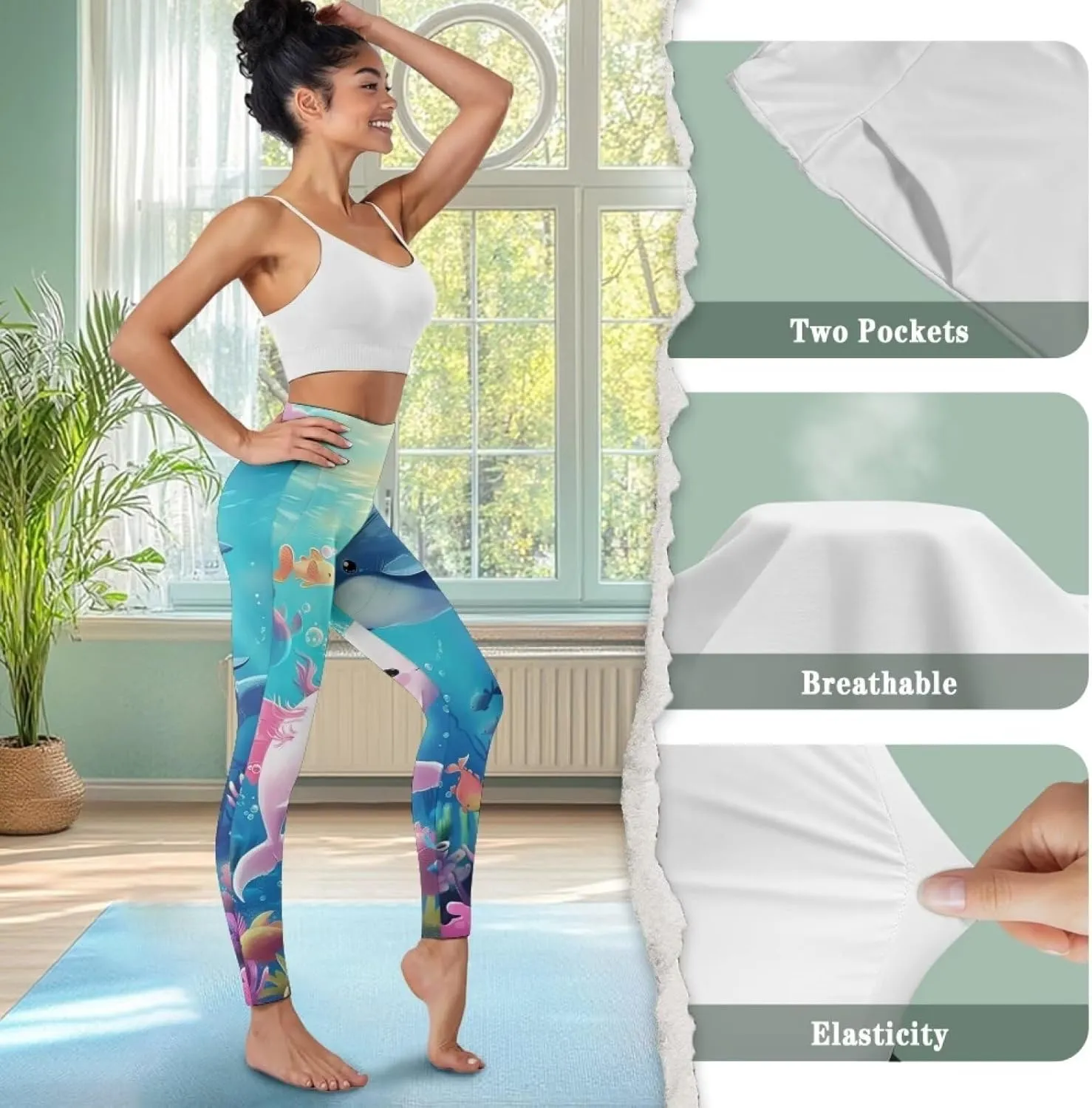 Yoga Pants Women Plus Size Leggings with Pockets Tummy Control Activewear Leggings for Womens