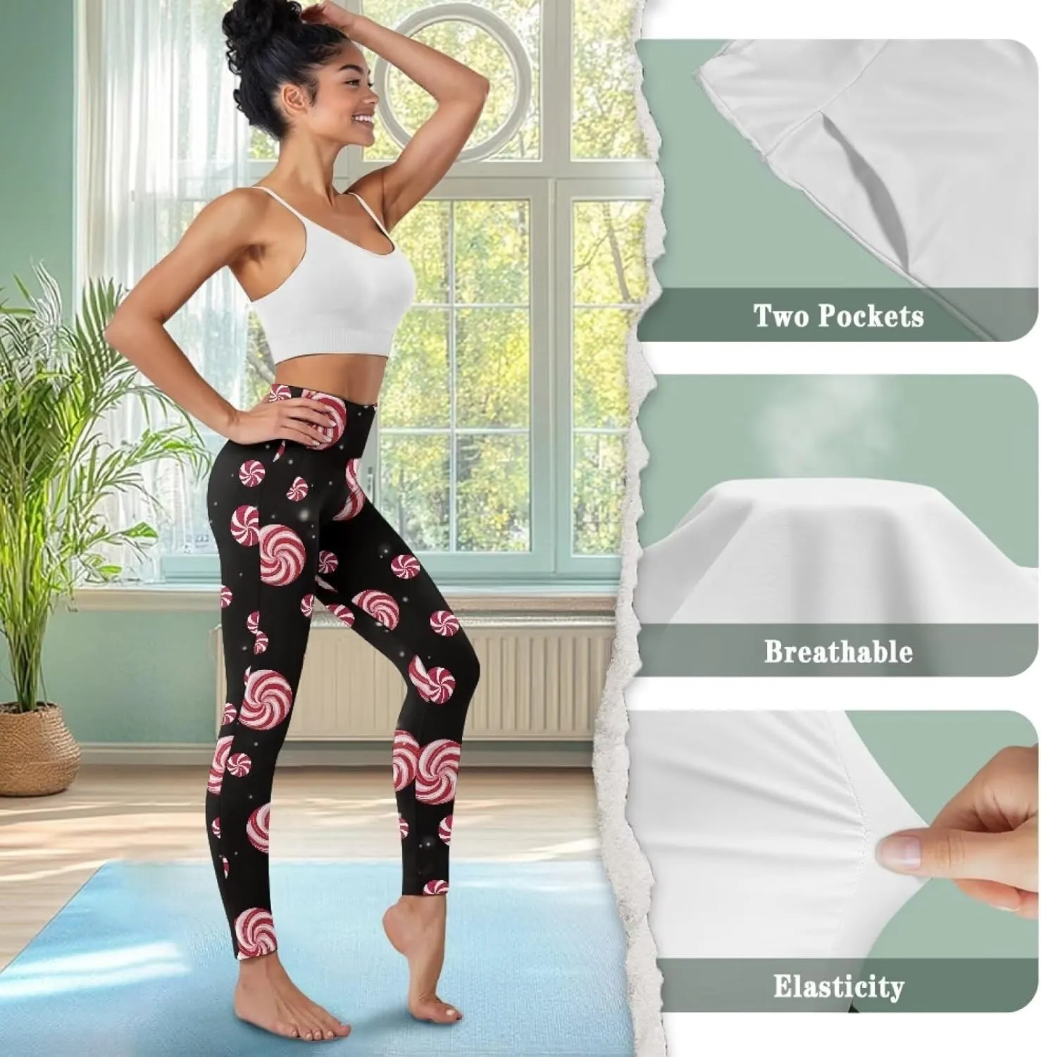 Yoga Pants Women Plus Size Leggings with Pockets Tummy Control Activewear Leggings for Womens